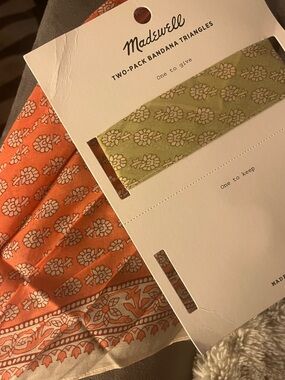 Madewell one Bandana Triangle- Orange only. Light Green separate listings